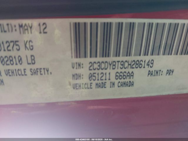 2012 DODGE CHALLENGER 2C3CDYBT9CH286149 Photo 8