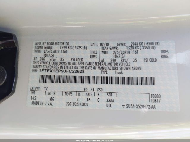 2018 FORD F-150 1FTEX1EP9JFC22628 Photo 8
