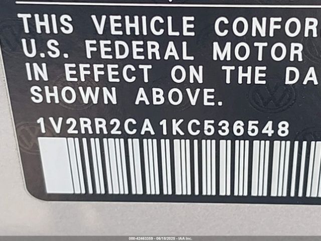 2019 VOLKSWAGEN ATLAS 1V2RR2CA1KC536548 Photo 8