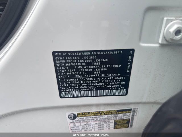 2013 VOLKSWAGEN TOUAREG WVGEF9BP3DD005660 Photo 8