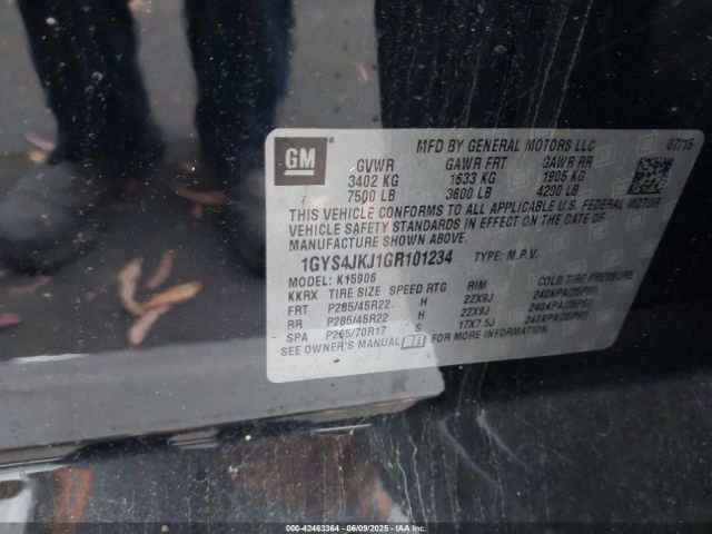 1GYS4JKJ1GR101234 Cadillac l86 - sidi, vvt, afm, e85 max, alum