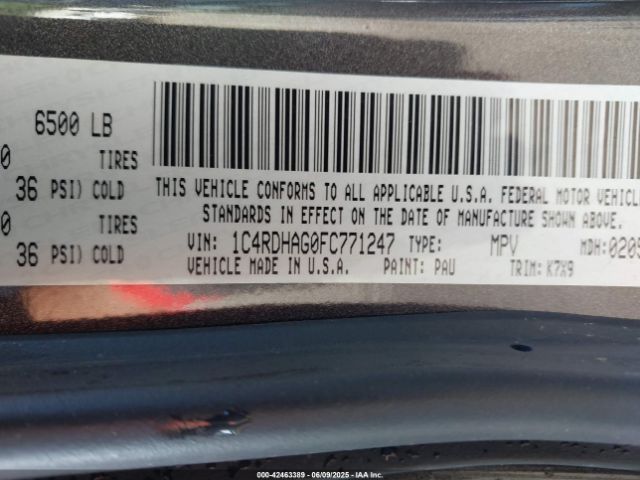 1C4RDHAG0FC771247 Dodge Durango Sxt