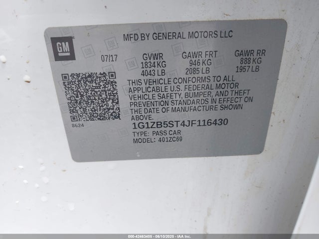 Chevrolet lfv - direct injection, variable valve timing, gen 1 2018 1G1ZB5ST4JF116430 Image 9