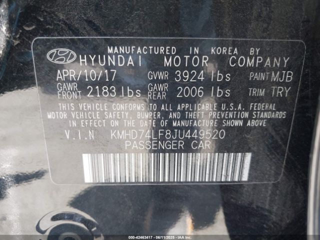 KMHD74LF8JU449520 Hyundai mpi nu
