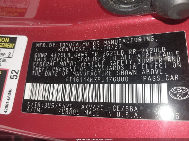 4T1G11AKXPU176800 Toyota CAMRY SE