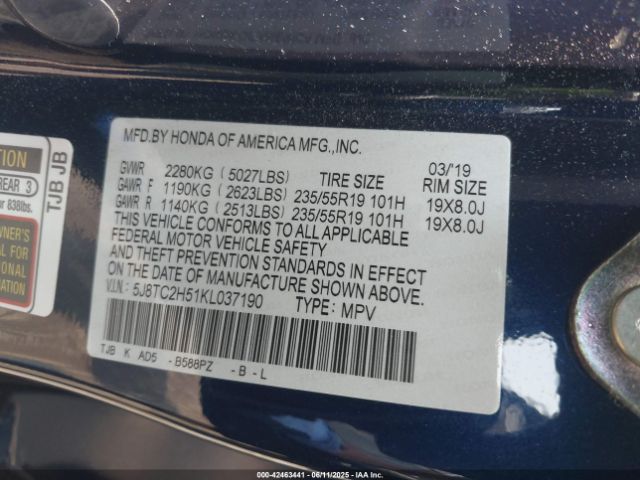 2019 ACURA RDX 5J8TC2H51KL037190 Photo 8