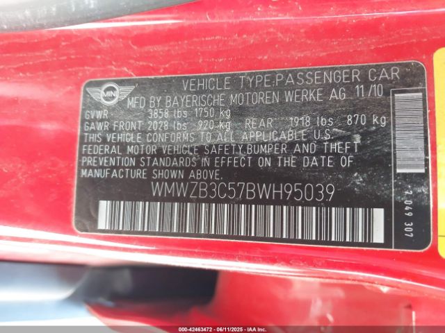 2011 MINI COOPER COUNTRYMAN WMWZB3C57BWH95039 Photo 8