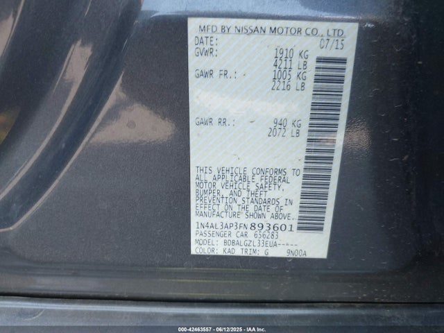 1N4AL3AP3FN893601 Nissan Altima