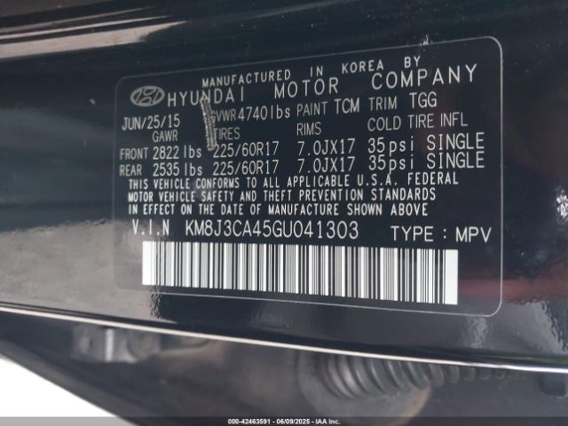 KM8J3CA45GU041303 Hyundai TUCSON SE