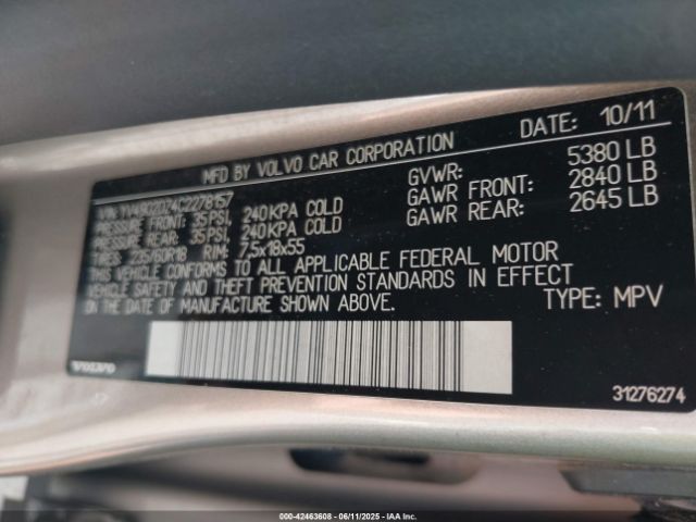 2012 VOLVO XC60 YV4902DZ4C2278157 Photo 8