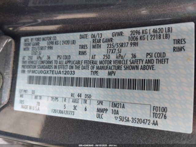1FMCU0GX7EUA12033 Ford ESCAPE SE