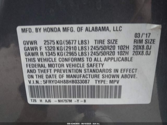 2017 ACURA MDX 5FRYD4H88HB033087 Photo 8