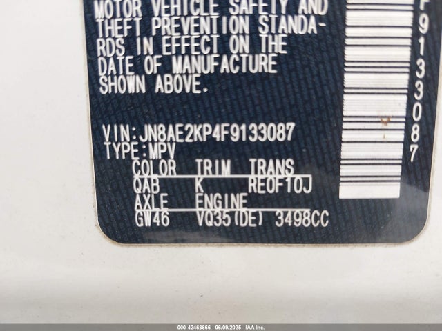 Nissan Quest Sl 2015 JN8AE2KP4F9133087 Image 9