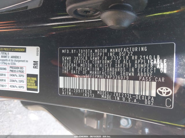 Toyota 2zr-fae 2022 5YFEPMAE7NP336079 Image 9