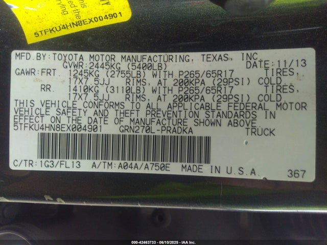 5TFKU4HN8EX004901 Toyota 1gr-fe