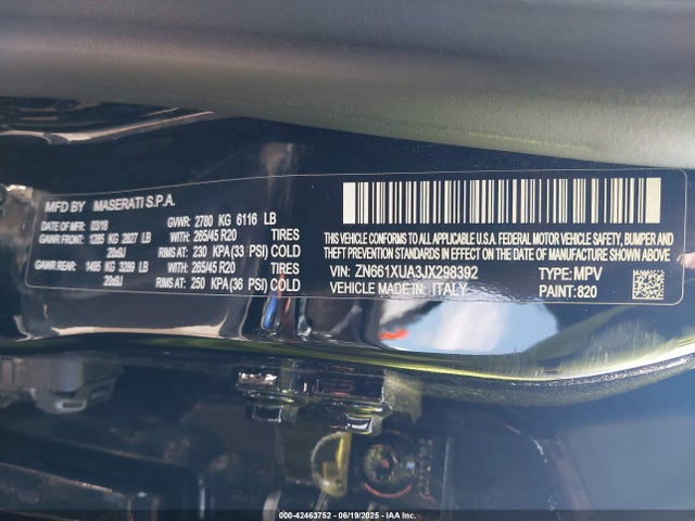 ZN661XUA3JX298392 Maserati m156d