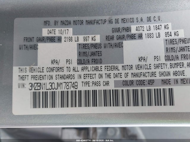3MZBN1L30JM178749 Mazda py