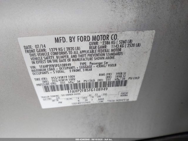 1FAHP2F85FG108949 Ford Taurus Limited