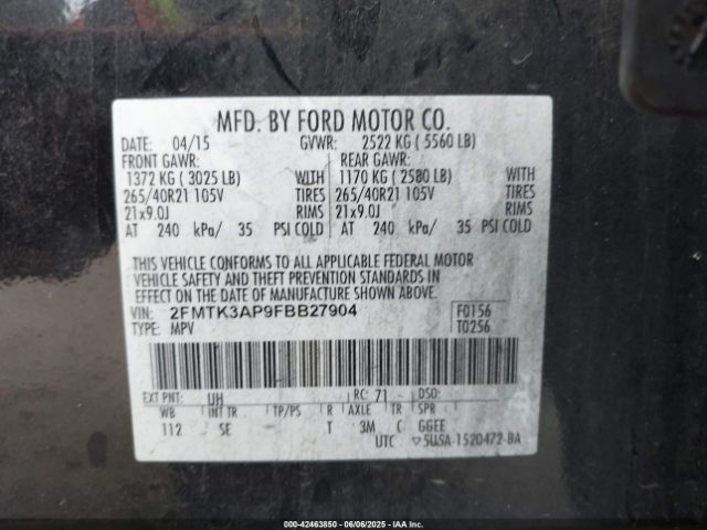 2FMTK3AP9FBB27904 Ford EDGE SPORT