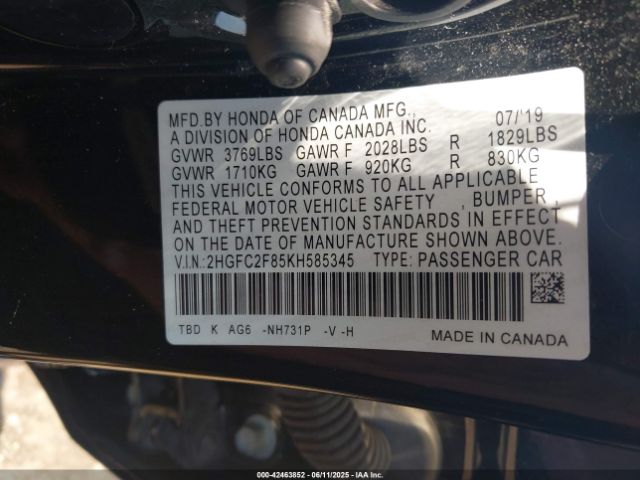2019 HONDA CIVIC 2HGFC2F85KH585345 Photo 8