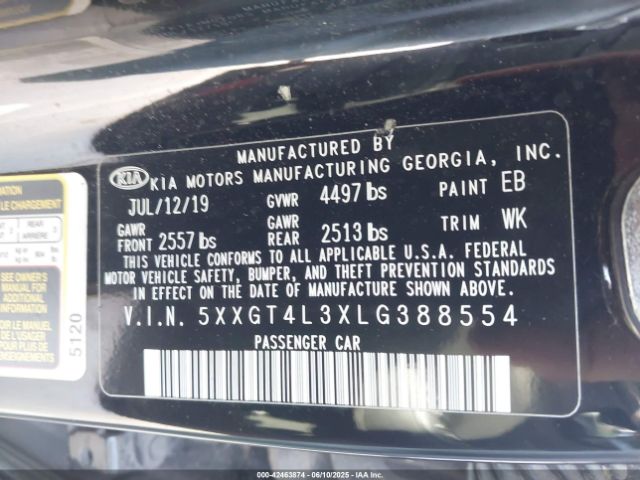 2020 KIA OPTIMA 5XXGT4L3XLG388554 Photo 8