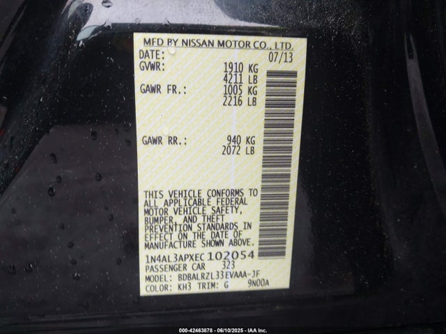 1N4AL3APXEC102054 Nissan Altima 2.5 S