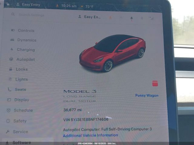 5YJ3E1EB5NF174606 Tesla Model 3 Long Range Dual Motor All-wheel Drive