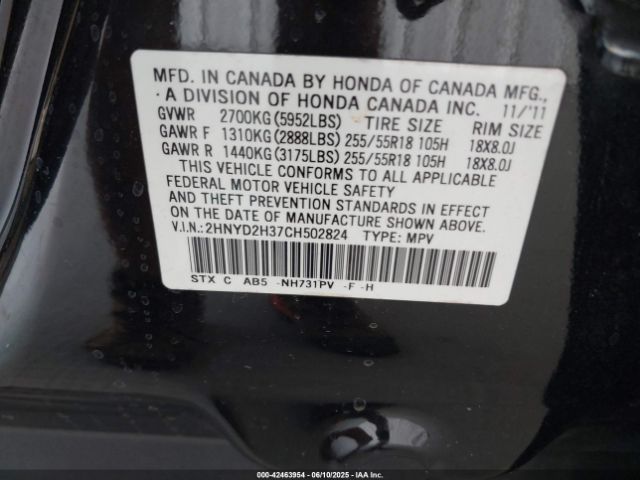 2012 ACURA MDX 2HNYD2H37CH502824 Photo 8