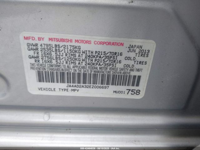2014 MITSUBISHI OUTLANDER JA4AD2A32EZ006697 Photo 8