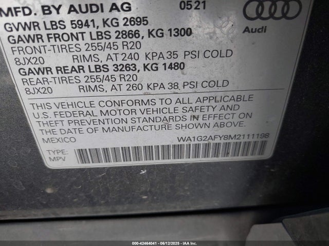 Audi Q5 E 2021 WA1G2AFY8M2111198 Image 9