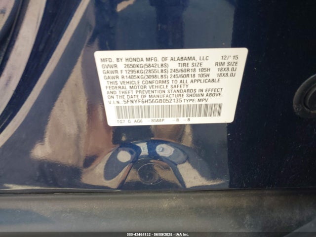 5FNYF6H56GB052135 Honda j35y6