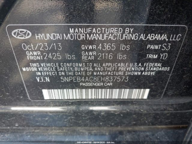 5NPEB4AC8EH837573 Hyundai SONATA GLS