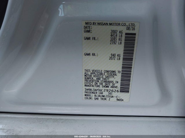 1N4BL3AP3GC292626 Nissan 2016