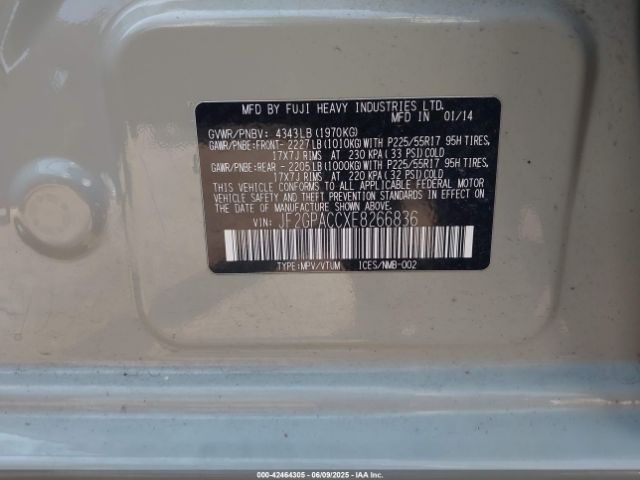 2014 SUBARU XV CROSSTREK JF2GPACCXE8266836 Photo 8