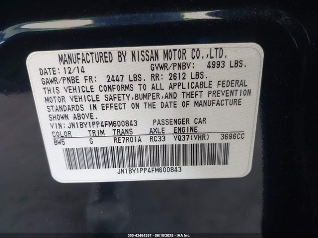 JN1BY1PP4FM600843 Infiniti Q70l