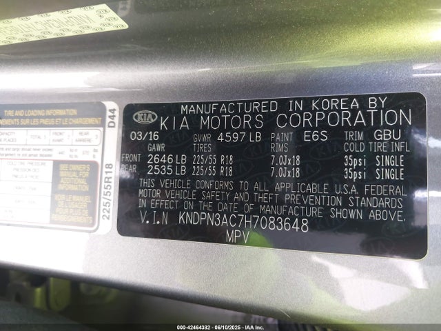 KNDPN3AC7H7083648 KIA gdi theta ii