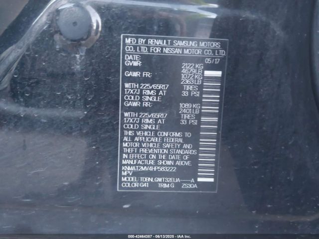 KNMAT2MV4HP583222 Nissan Rogue