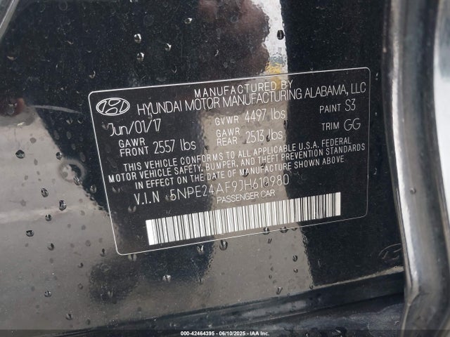 5NPE24AF9JH610980 Hyundai gdi theta-ii