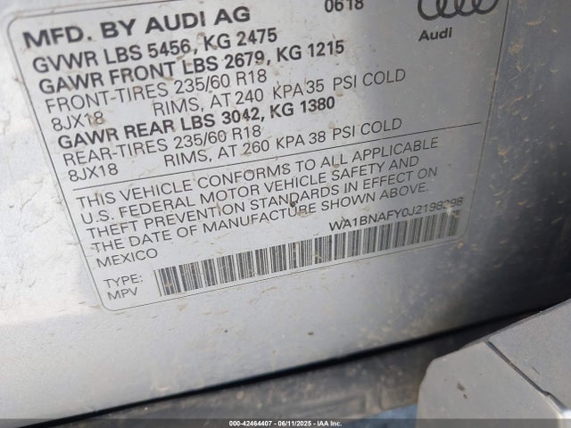 2018 AUDI Q5 WA1BNAFY0J2198298 Photo 8