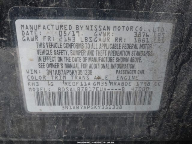 2019 NISSAN SENTRA 3N1AB7AP5KY351338 Photo 8