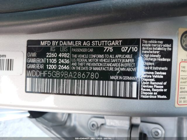 2011 MERCEDES-BENZ E 350 WDDHF5GB9BA286780 Photo 8