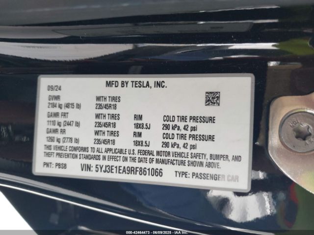 2024 TESLA MODEL 3 5YJ3E1EA9RF861066 Photo 8
