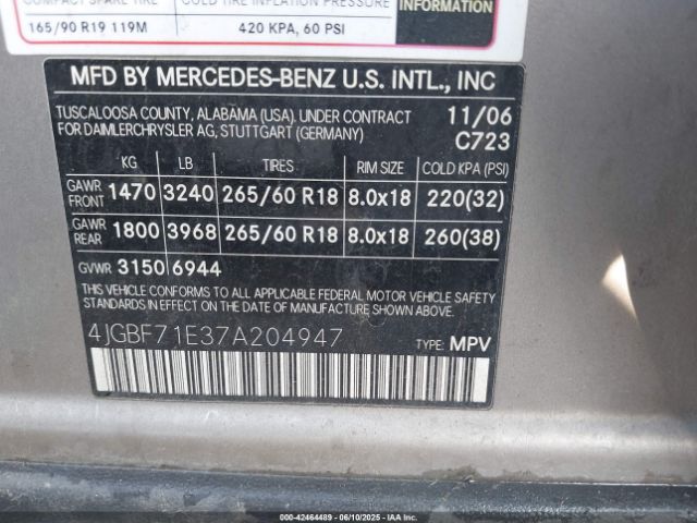 2007 MERCEDES-BENZ GL 450 4JGBF71E37A204947 Photo 8