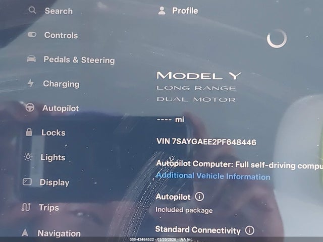 Aukcja sprzedaży 2023 Tesla Model Y, vin: 7SAYGAEE2PF648446, numer aukcji: 42464522