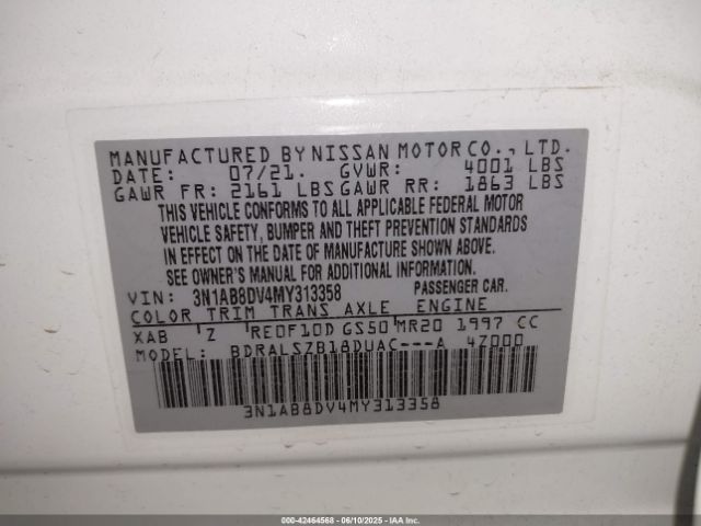 2021 NISSAN SENTRA 3N1AB8DV4MY313358 Photo 8
