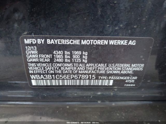 WBA3B1C56EP678915 BMW 2014