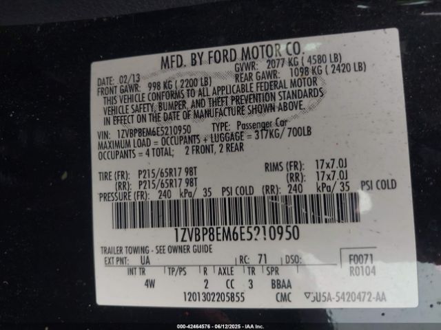 2014 FORD MUSTANG 1ZVBP8EM6E5210950 Photo 8