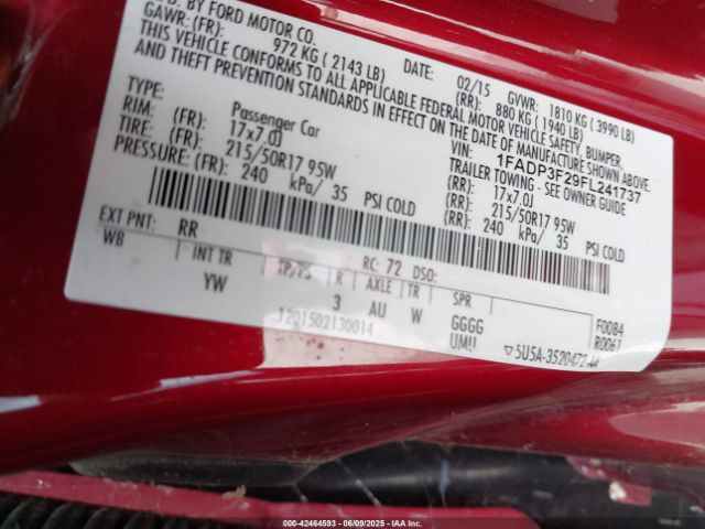 1FADP3F29FL241737 Ford FOCUS SE