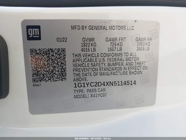 Chevrolet lt2 2022 1G1YC2D4XN5114514 Image 9