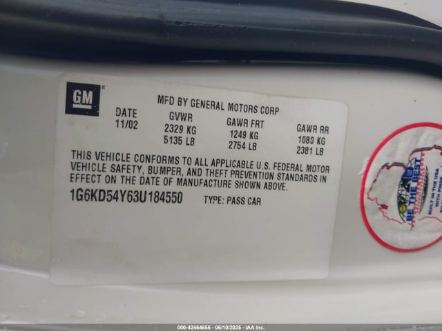 2003 CADILLAC DEVILLE 1G6KD54Y63U184550 Photo 8